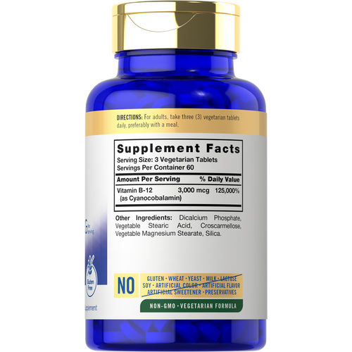 View 2 Vitamina B-12 3000 mcg por porción | 180 Tabletas