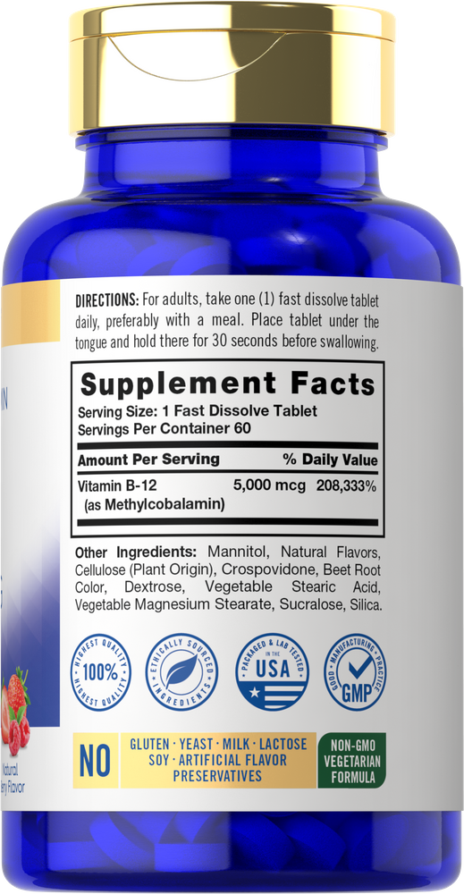 Vitamine B-12 5000mcg | 60 Comprimés