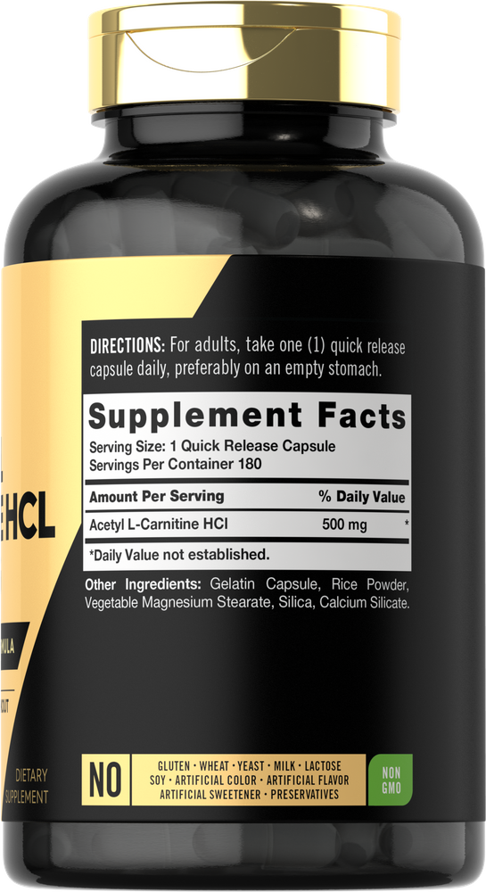 Acetyl L-Carnitine HCL 500mg per serving | 180 Capsules Acetyl L-Carnitine HCL 500mg per serving | 180 Capsules