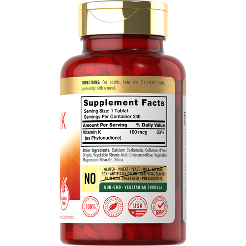 View 2 Vitamina K 100mcg | 240 Tabletas