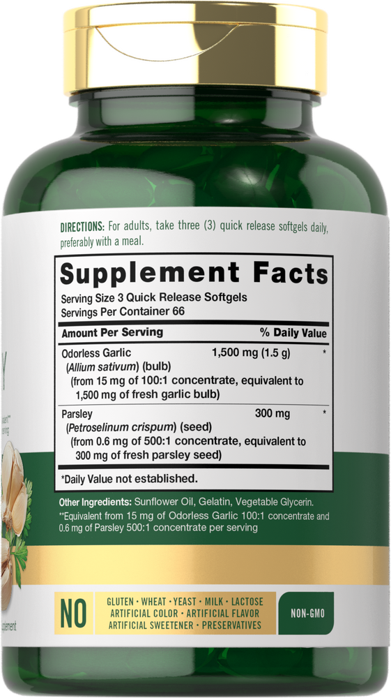 Odorless Garlic & Parsley 1800mg | 200 Softgels