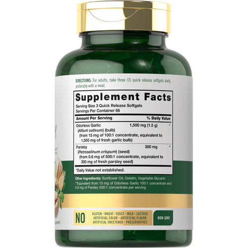View 2 Odorless Garlic & Parsley | 200 Softgels