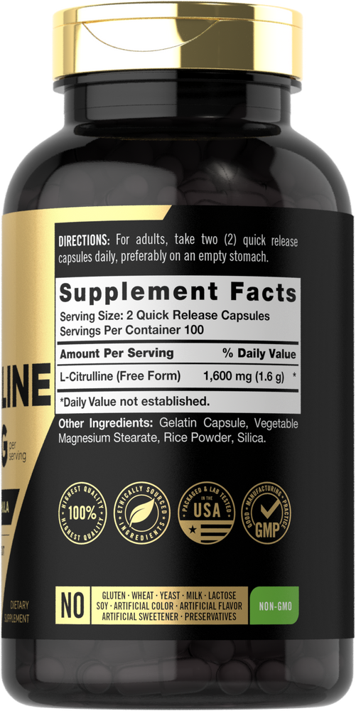 L-Citrulline 1600mg per serving | 200 Capsules