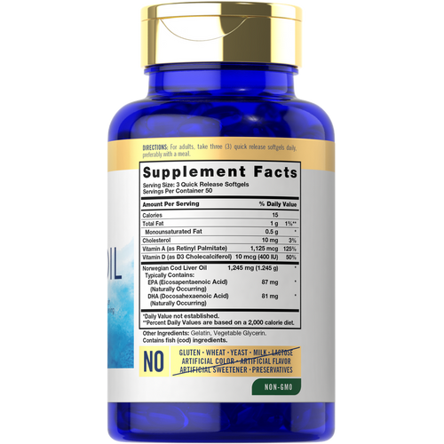 View 2 Aceite de Hígado de Bacalao 1245mg por porción | 150 Cápsulas blandas