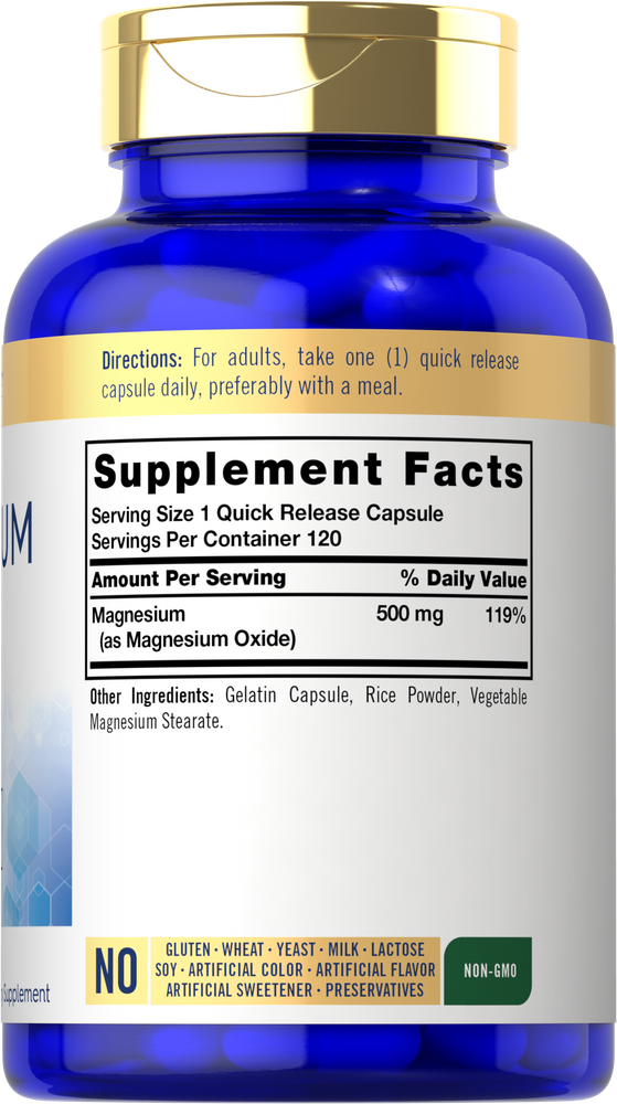 Oxyde de Magnésium 500mg | 120 Capsules