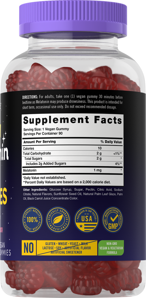 Melatonin 1 mg Gummies | Natural Fruit Flavor | 90 Count