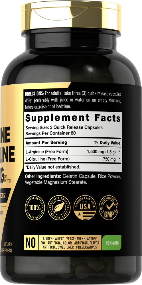 L-Arginine L-Citrulline Complex 2250mg per serving | 240 Capsules