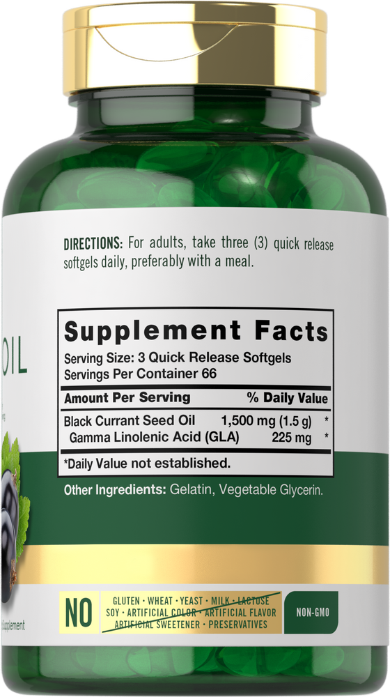 Black Currant Oil 1500mg per serving | 200 Softgels