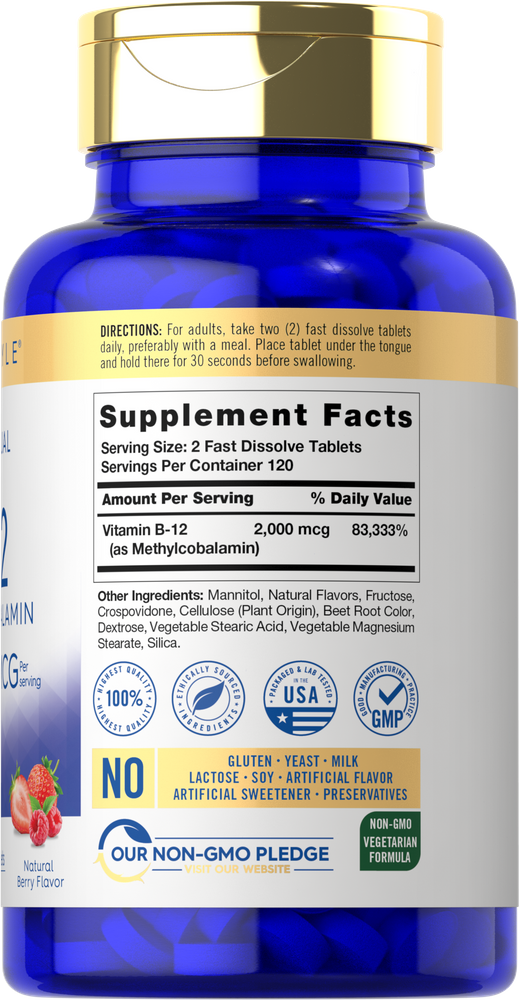 Vitamin B-12 2000mcg per serving | 240 Tablets
