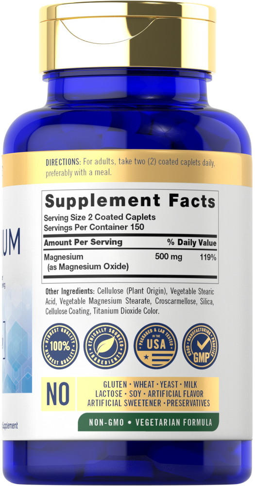 Magnesium 500mg per serving | 300 Caplets