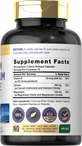 Calcium Magnesium Citrate with Vitamin D3 | 150 Capsules