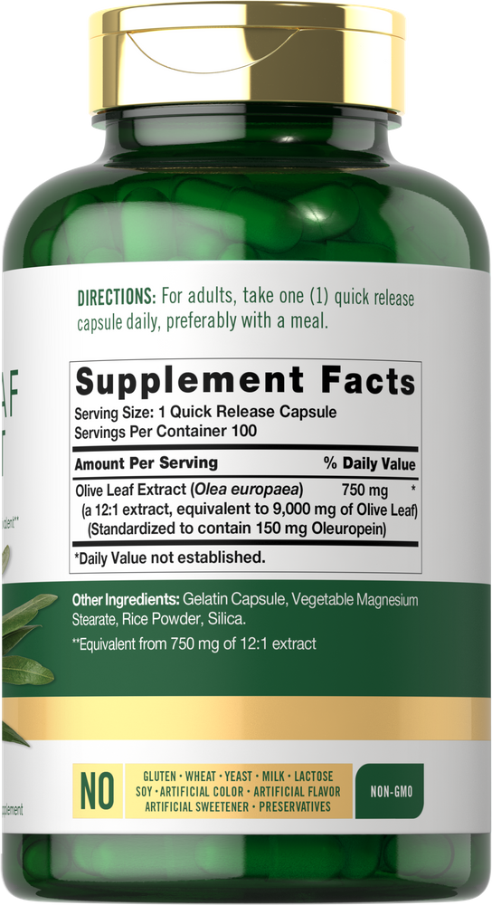 Extracto de Hoja de Olivo 9000mg | 100 Cápsulas