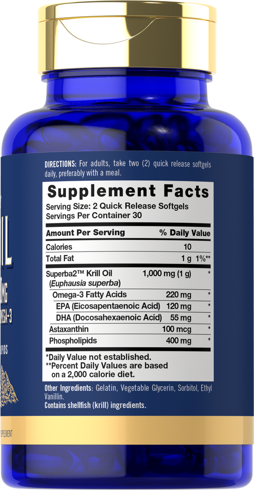 Huile de Krill de l'Antarctique 1000 mg par portion | 60 Gélules