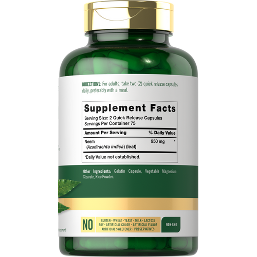 View 2 Folha de Neem 950mg por porção | 150 Cápsulas