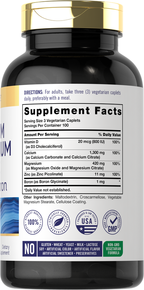 Calcium Magnésium Zinc avec Vitamine D3 et Bore | 300 Comprimés