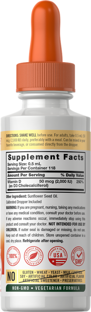 Vitamine D-3 2000UI | 2oz Liquide