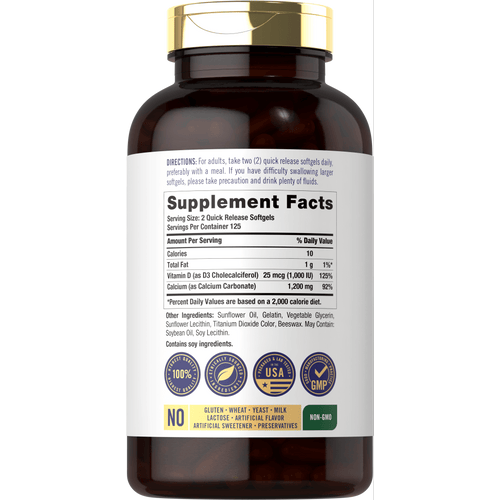 View 2 Calcium 1200 mg with Vitamin D3 | 250 Softgels