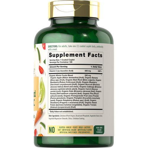 View 2 Raw Whole Foods with Vitamin C | 180 Caplets
