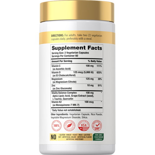 View 2 Vitamin D3 K2 Magnesium | 120 Capsules