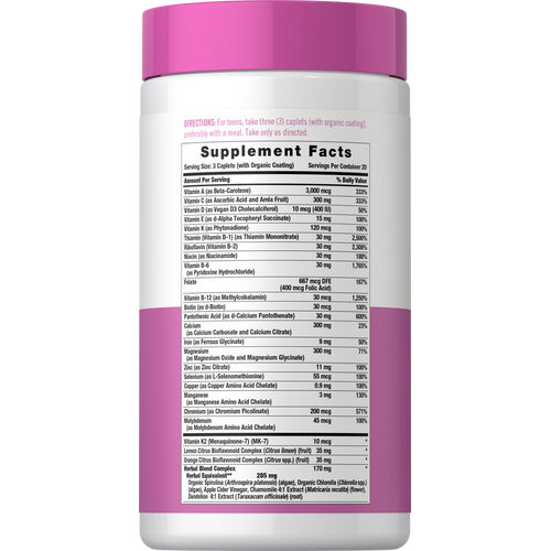 View 2 Multivitaminas para Adolescentes Niñas | 60 Cápsulas