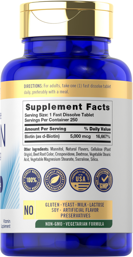 Biotin 5000mcg | 250 Fast Dissolve Tablets