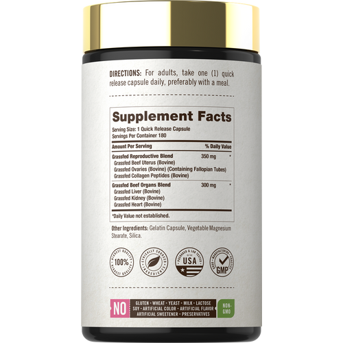 View 2 Grassfed Beef Organ Supplement for Women | 180 Capsules