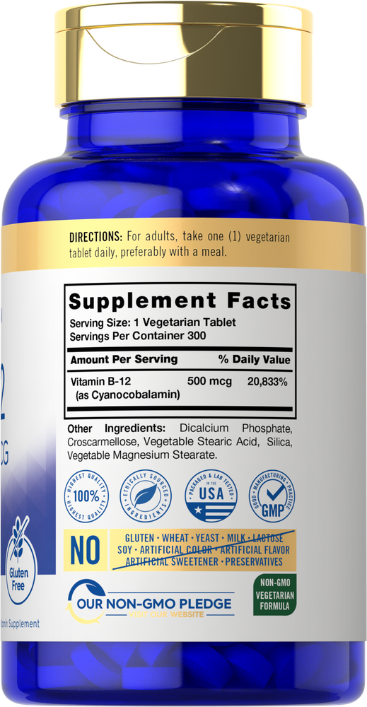 Vitamin B-12 500mcg | 300 Tablets