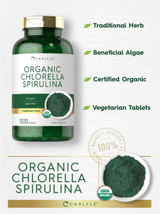 Organic Chlorella Spirulina | 1300 Tablets