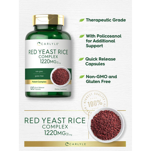 View 3 Red Yeast Rice with Policosanol 1220mg per serving | 120 Capsules