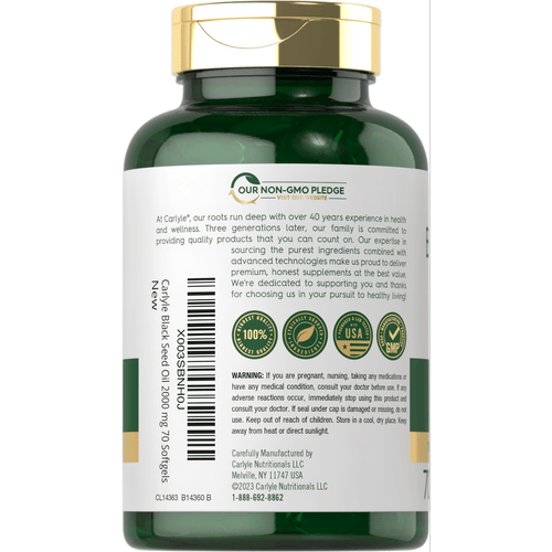 View 3 Aceite de Semilla Negra 2000mg por porción | 70 Cápsulas Blandas