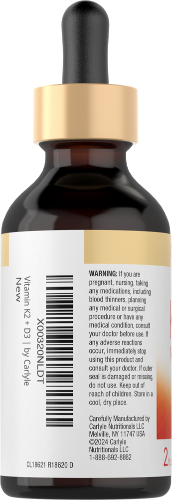 Vitamine K-2 avec Vitamine D-3 | 2oz Liquide