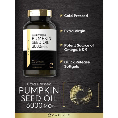 View 3 Pumpkin Seed Oil Cold Pressed 3000mg per serving | 200 Softgels