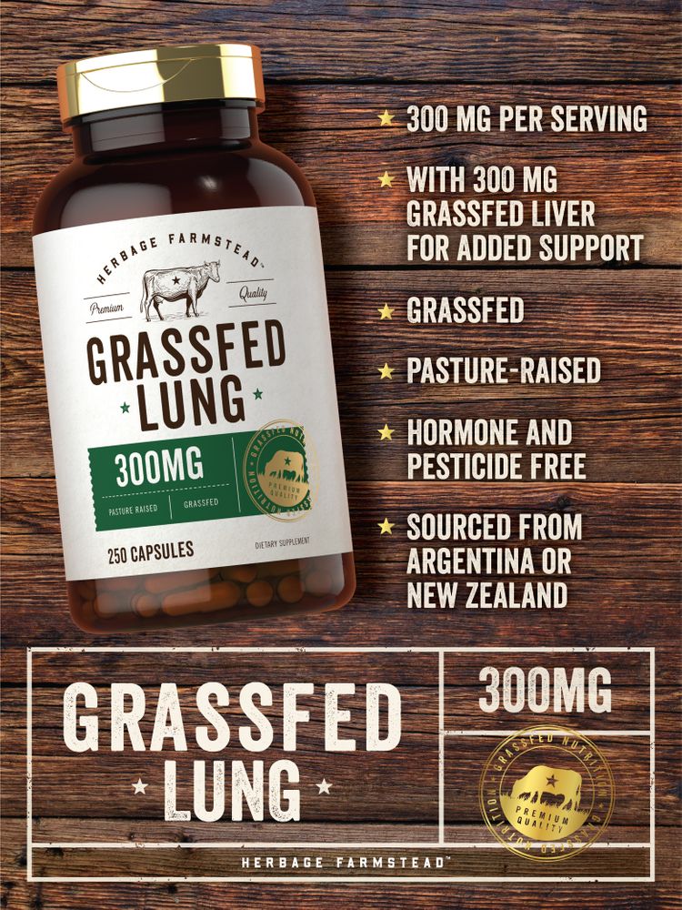 Grass Fed Lung 300mg | 250 Capsules