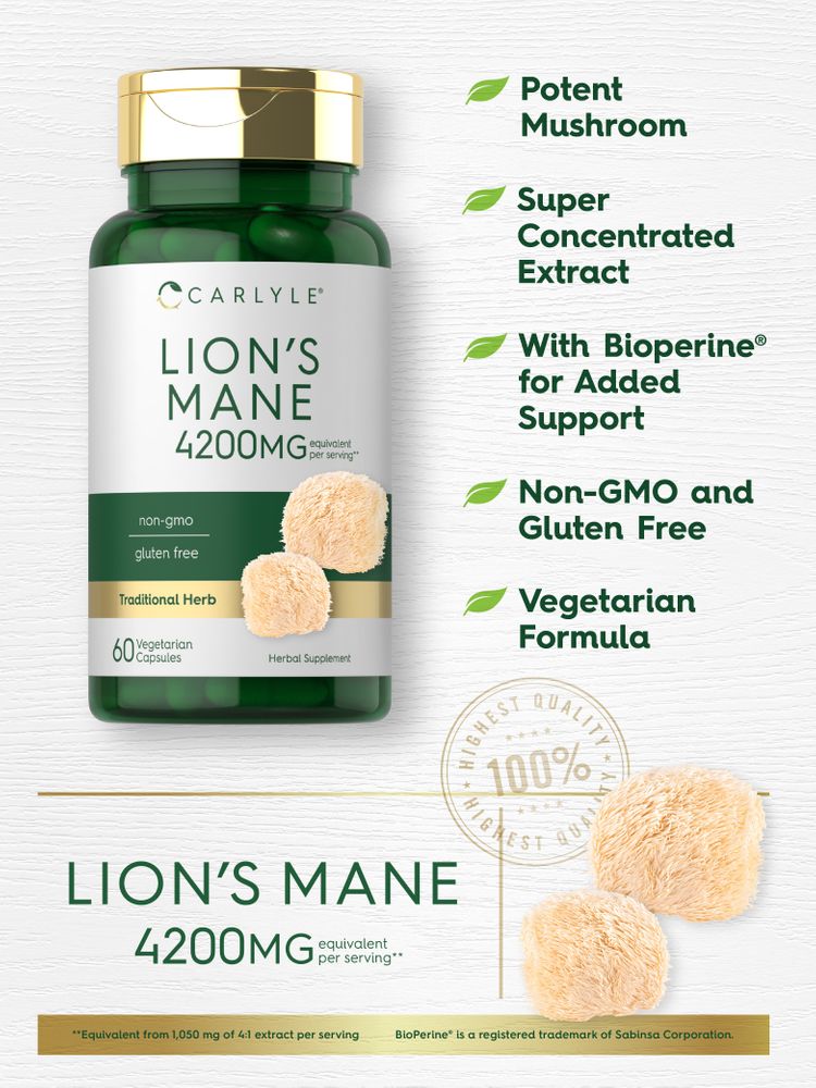 Lions Mane 4200mg per serving | 60 Capsules