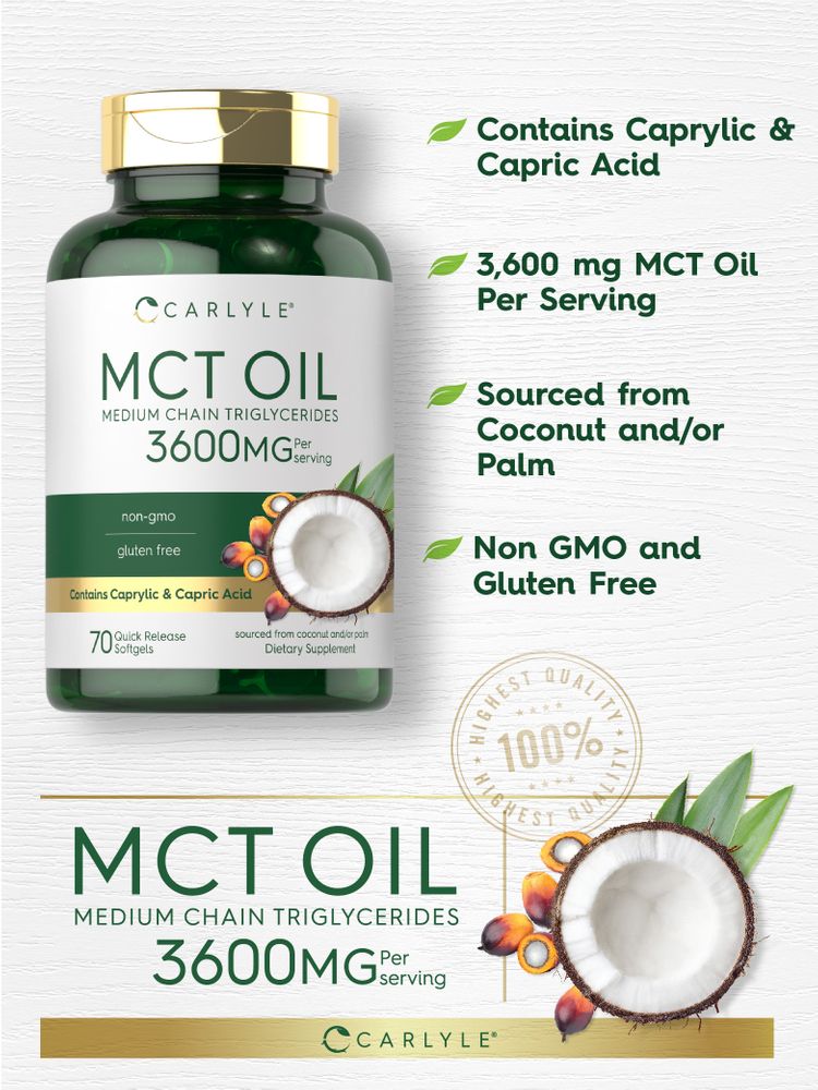 Aceite de MCT 3600mg por porción | 70 cápsulas blandas