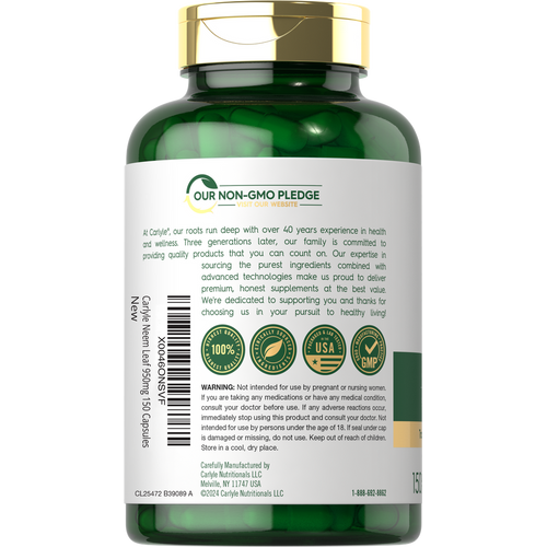 View 3 Folha de Neem 950mg por porção | 150 Cápsulas