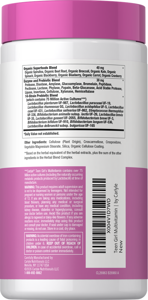 Teen Multivitamin for Girls | 60 Caplets