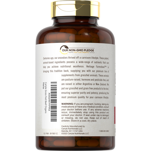 View 2 Organes de Bœuf Nourri à l'Herbe 650mg | 200 Capsules
