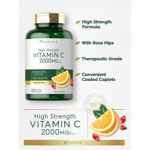 View 3 Vitamina C 2000mg per porzione con Cinorrodi & Bioflavonoidi | 150 Compresse