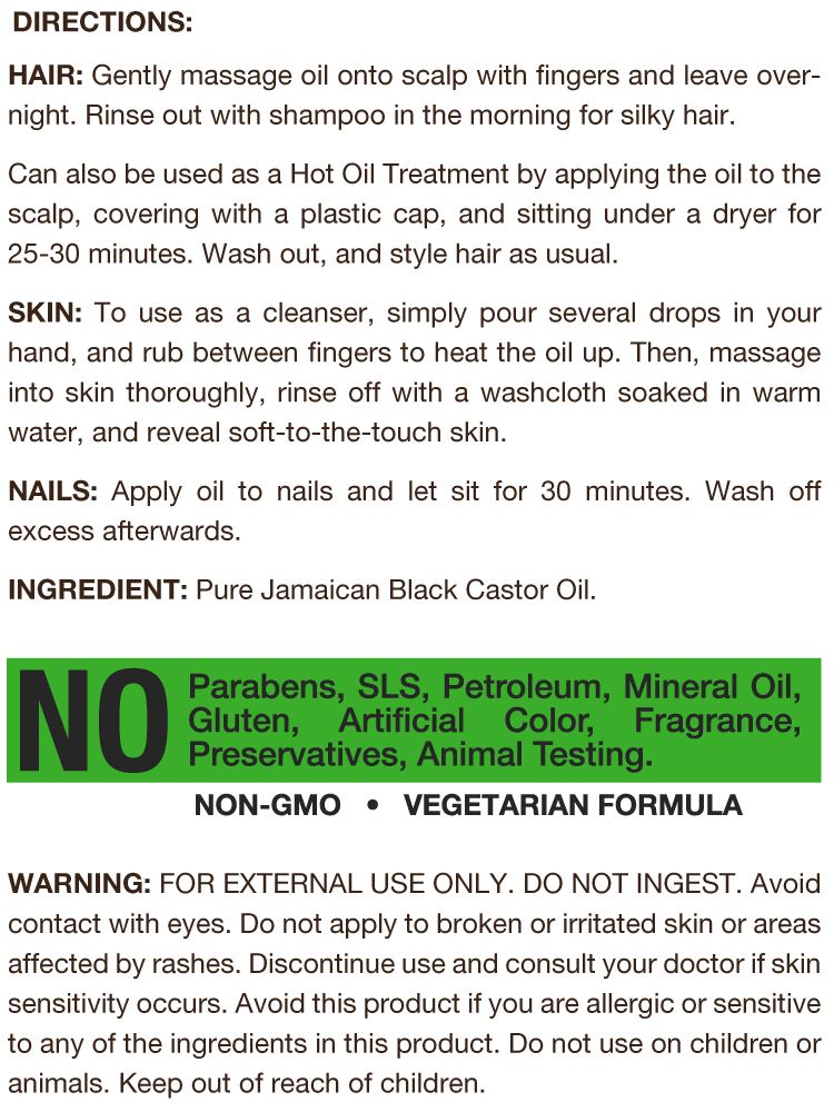 Aceite de Ricino Negro Jamaicano | 16oz Líquido