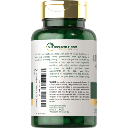 View 3 Lemon Balm Melissa Leaf 2400mg per serving | 200 Capsules