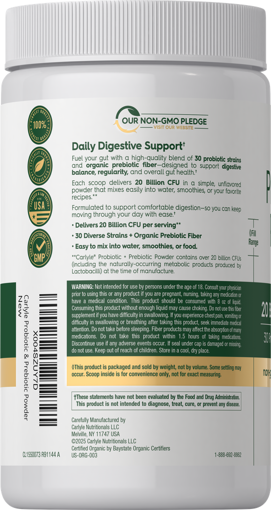 Probiotic and Prebiotic Powder | 20 Billion CFU