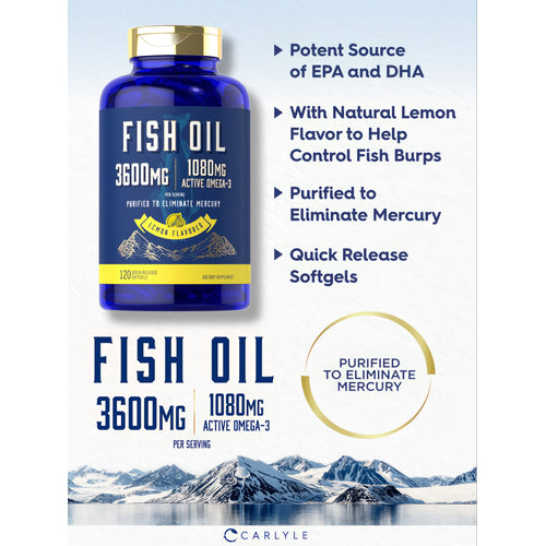 View 3 Aceite de Pescado 3600 mg con Omega-3 1080 mg por porción | 120 Cápsulas Blandas