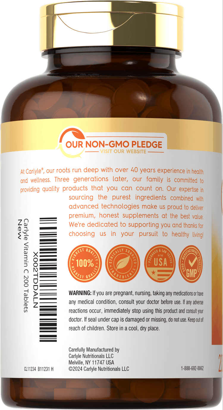 Vitamina C 500mg per porzione con Cinorrodo | 200 Compresse