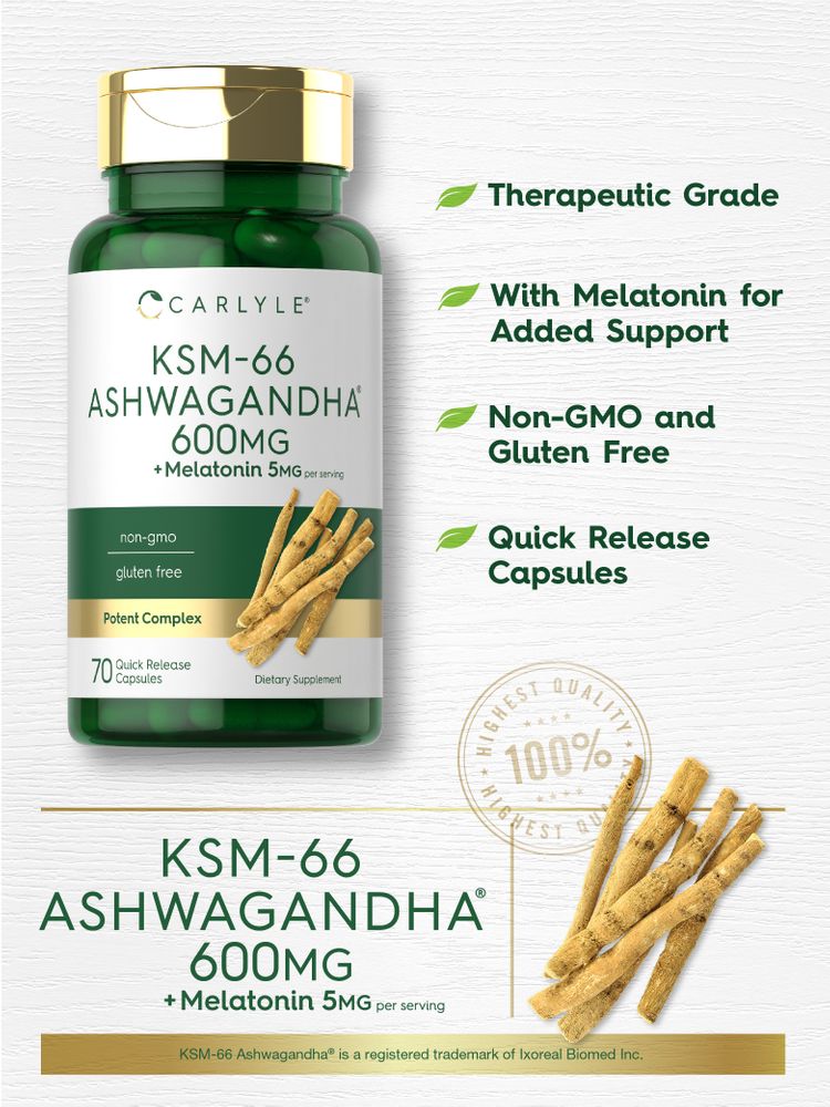 KSM-66 Ashwagandha 600mg por porción | 70 Cápsulas