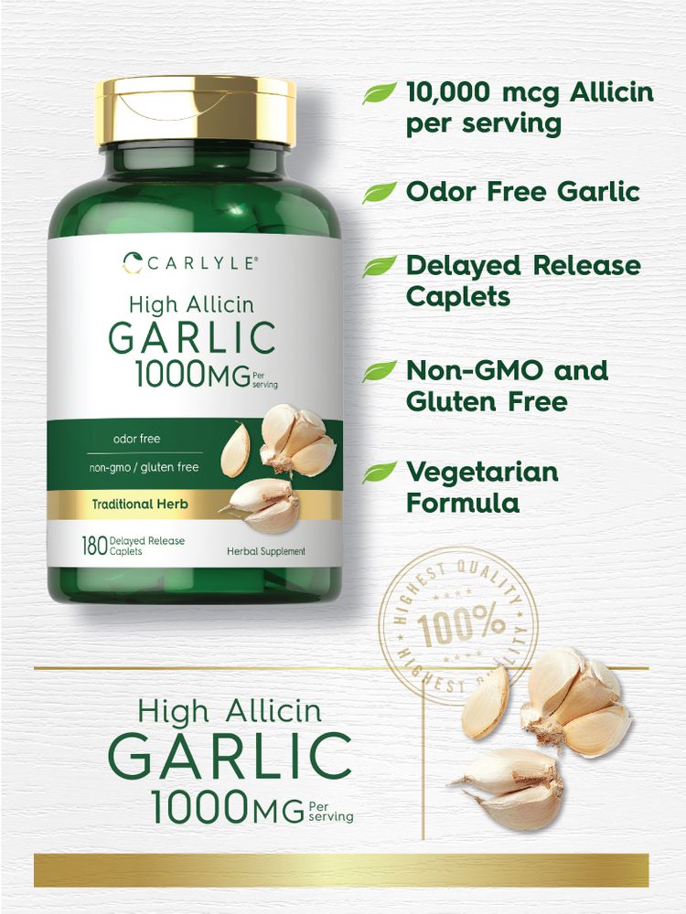 Garlic High Allicin 1000mg per serving | 180 Caplets