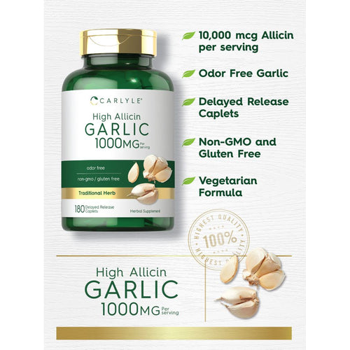 Allicin Color Garlic High Allicin 1000mg per serving | 180 Caplets