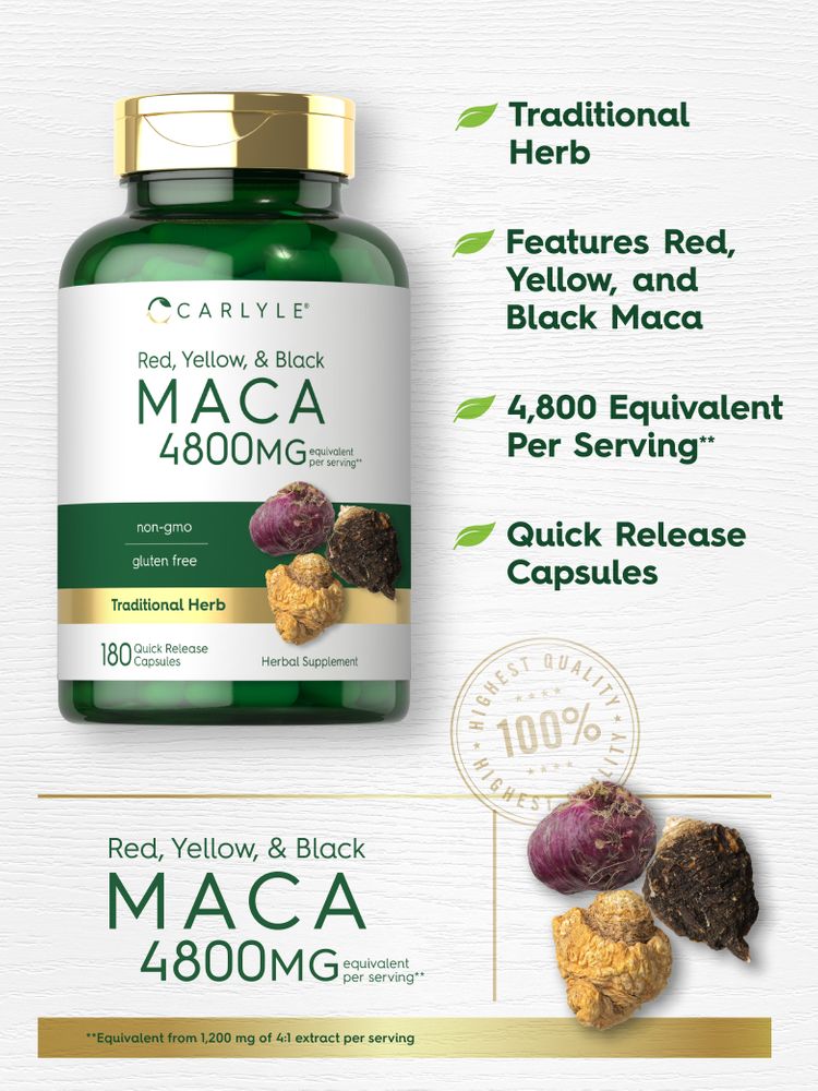 Raíz de Maca 4800 mg por porción | 180 Cápsulas