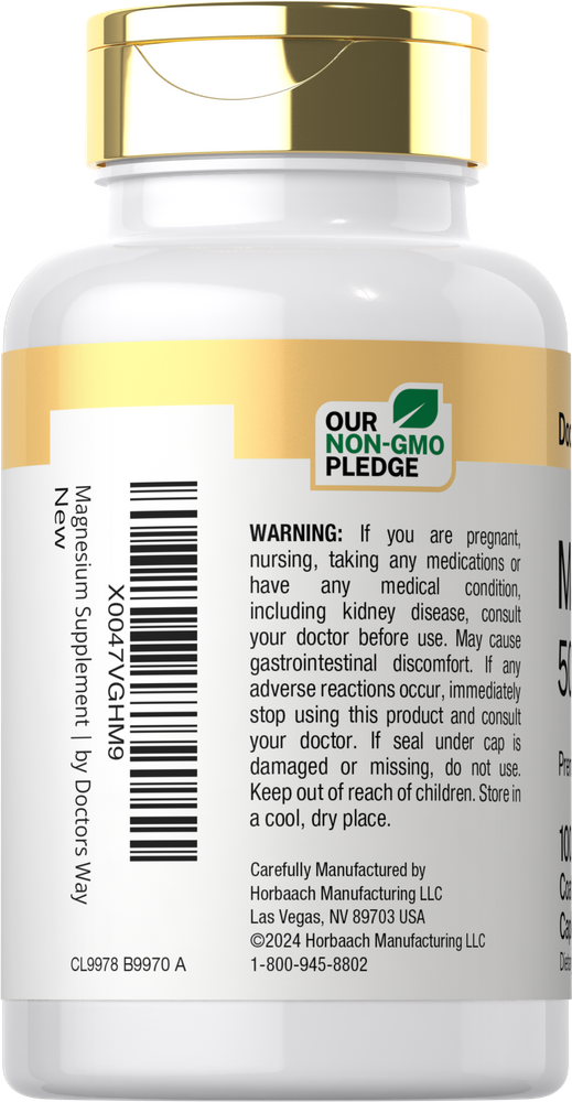 Magnesium Supplement 500mg | 100 Coated Caplets