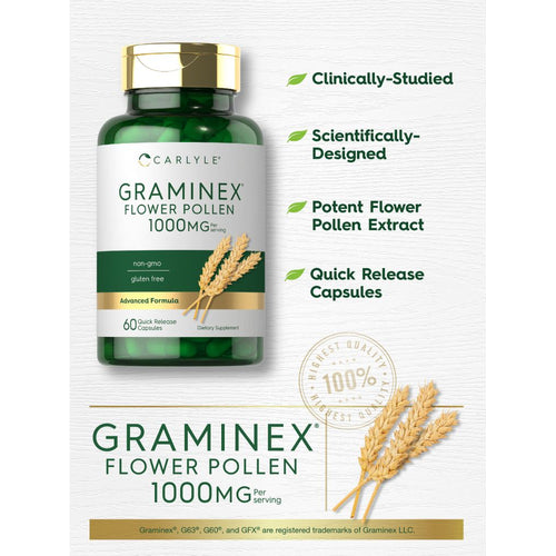 View 3 Extrato de Pólen de Flor Graminex 1000 mg por porção | 60 Cápsulas